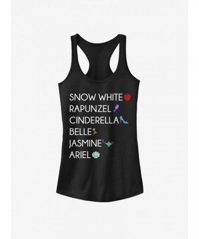 Disney Princess Classic Princess List Girls Tank $10.96 Tanks